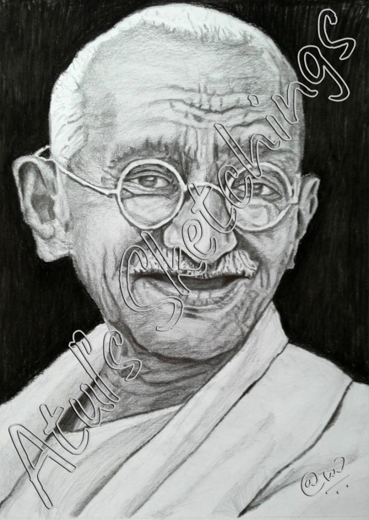 Mahatma Gandhi Pencil Art