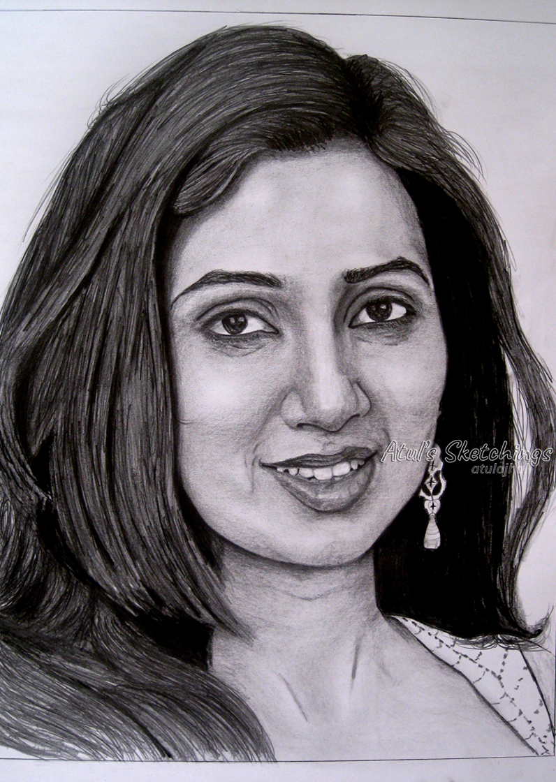 How to draw Asha Bhosle face pencil drawing step by step  YouTube