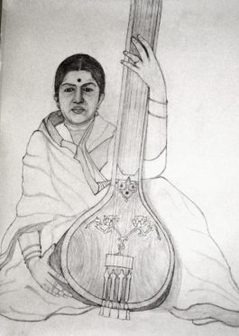 Lata Mangeshkar Ji Sur Kokila Pencil sketch