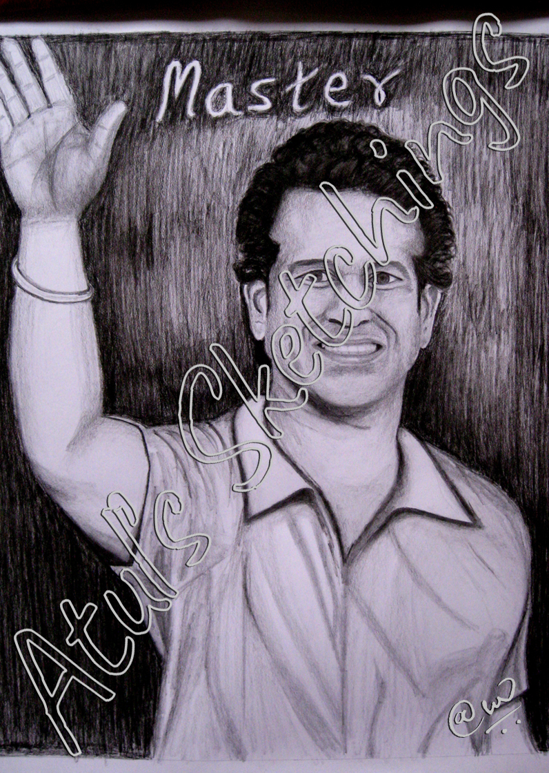 Pencil Sketch of Sachin Tendulkar By Amit Sharma  DesiPainterscom