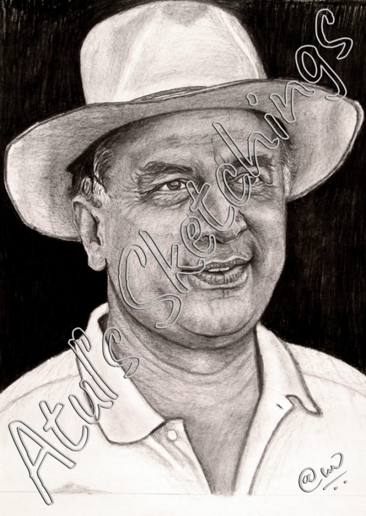 Sunil Gavaskar Pencil Sketch, Drawing, Realistic Art